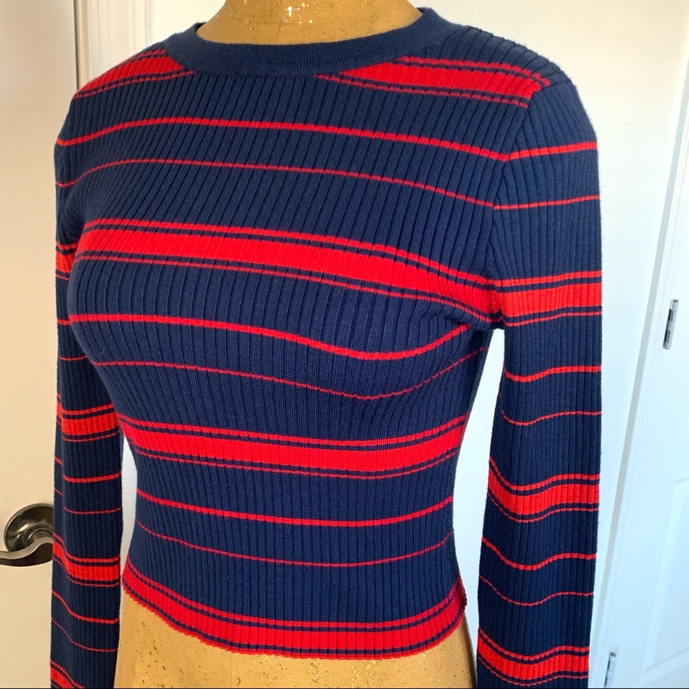 Kendall & Kylie Striped Cropped Sweater Size M